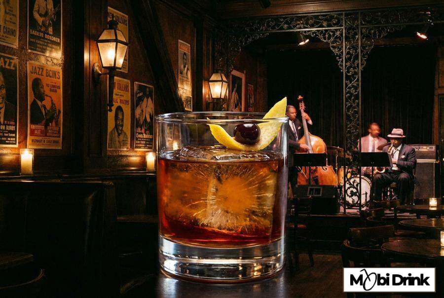 Złożony drink Vieux Carré z lodem