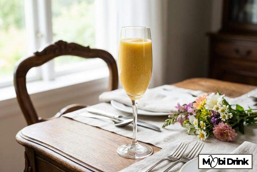 Brzoskwiniowy koktajl virgin bellini w kieliszku