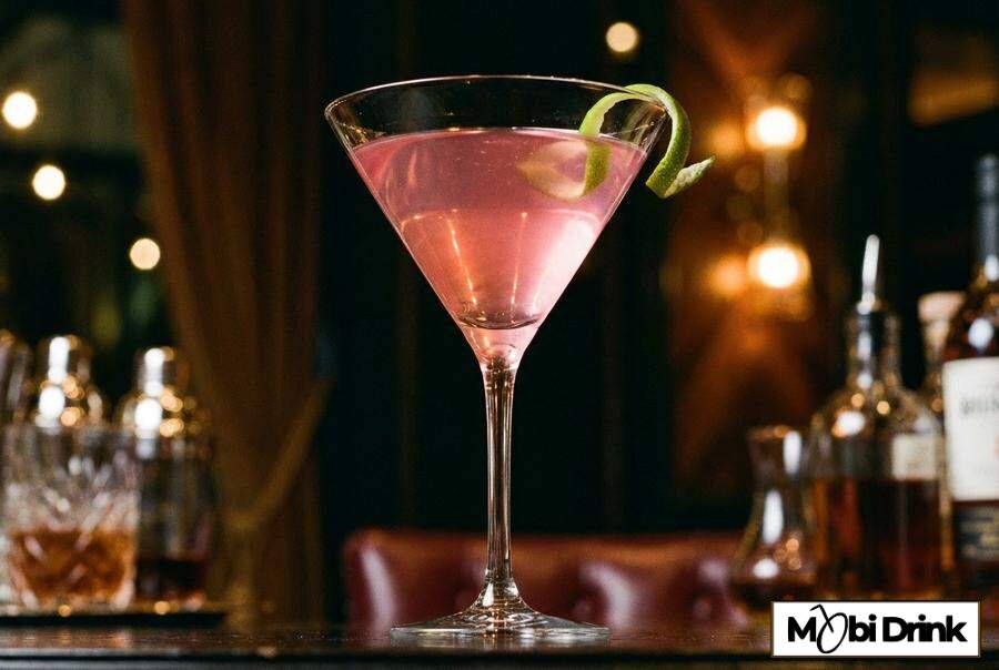 Różowy drink Virgin Cosmopolitan w kieliszku martini