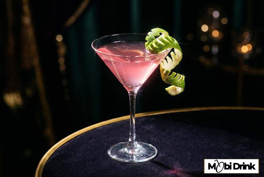 Różowy drink virgin cosmopolitan w kieliszku