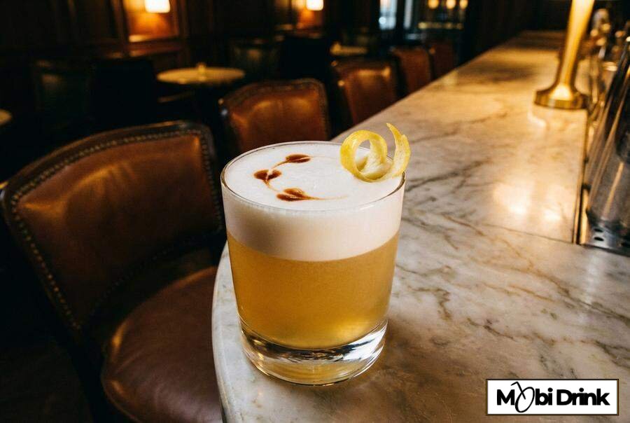 Klasyczny Whisky Sour z pianką i cytryną
