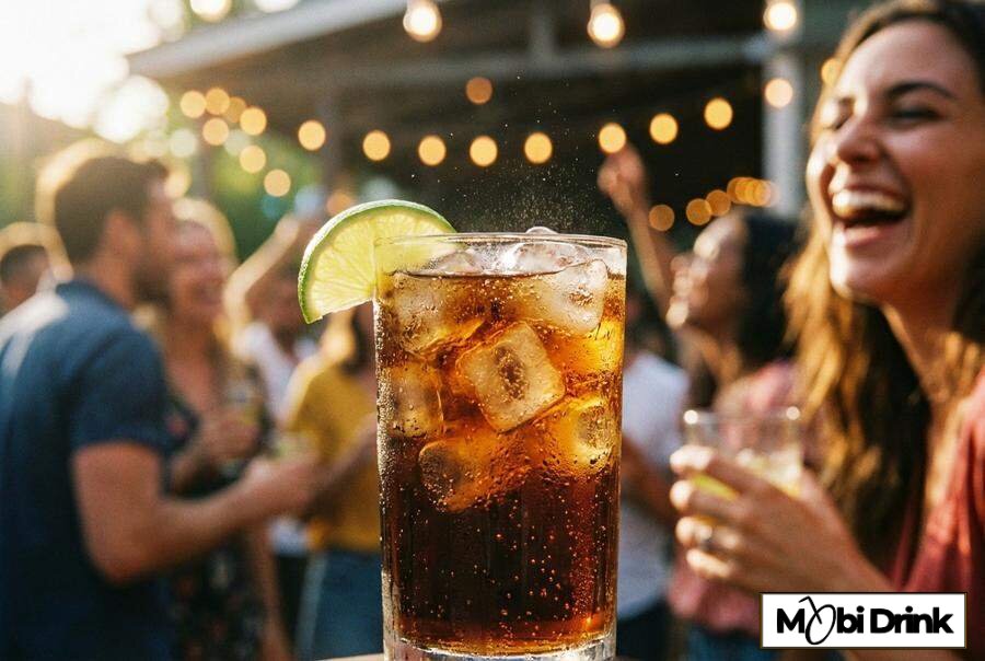 Prosty drink whisky z colą i limonką