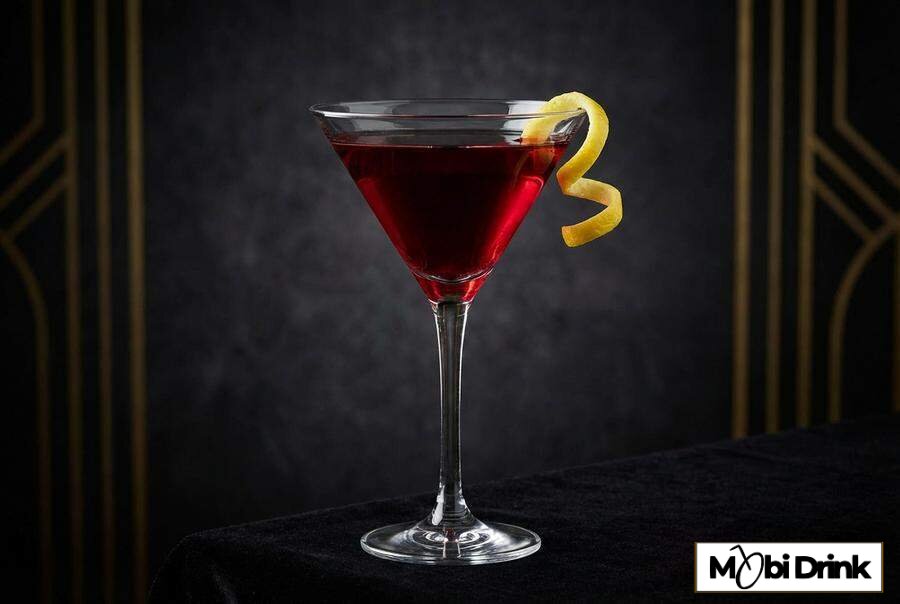 Eleganckie wiśniowe martini w kieliszku
