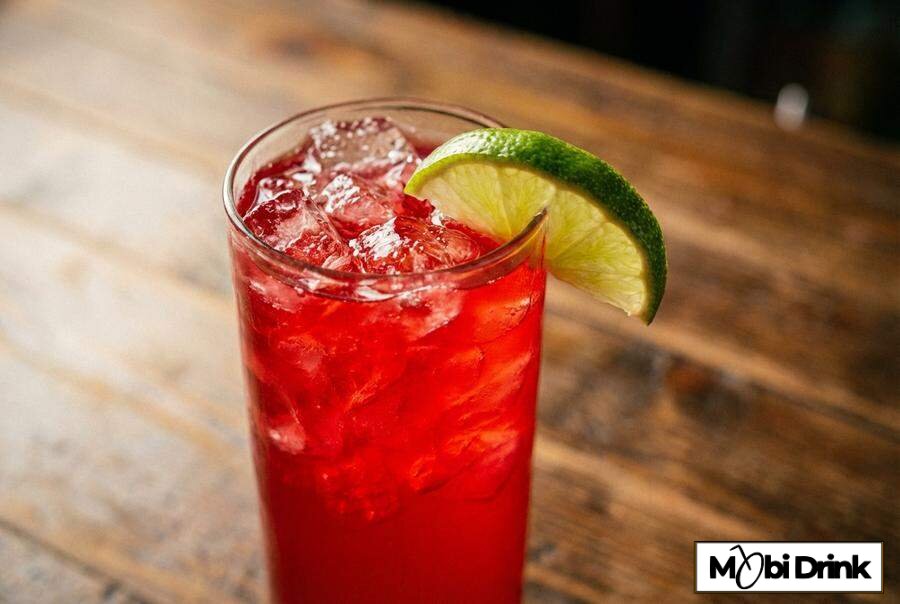 Czerwony drink Woo Woo z sokiem żurawinowym