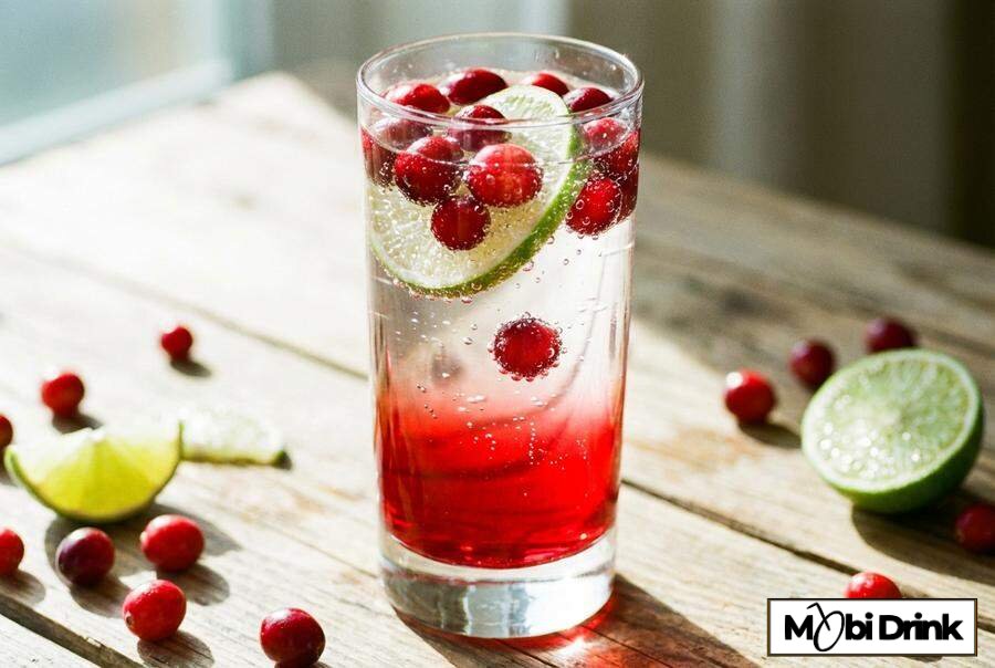 Dwukolorowy drink żurawinowy z limonką