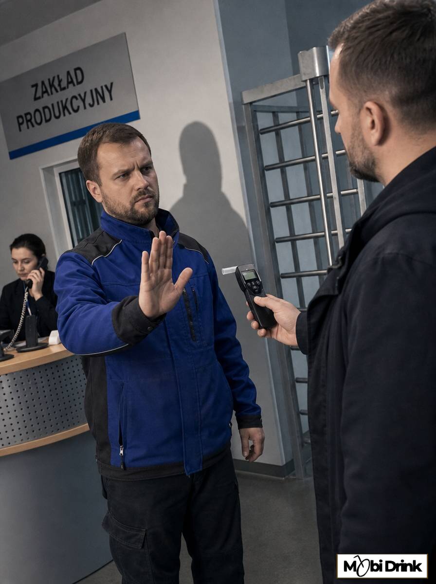Pracownik odmawia badania alkomatem przy wejściu do zakładu pracy