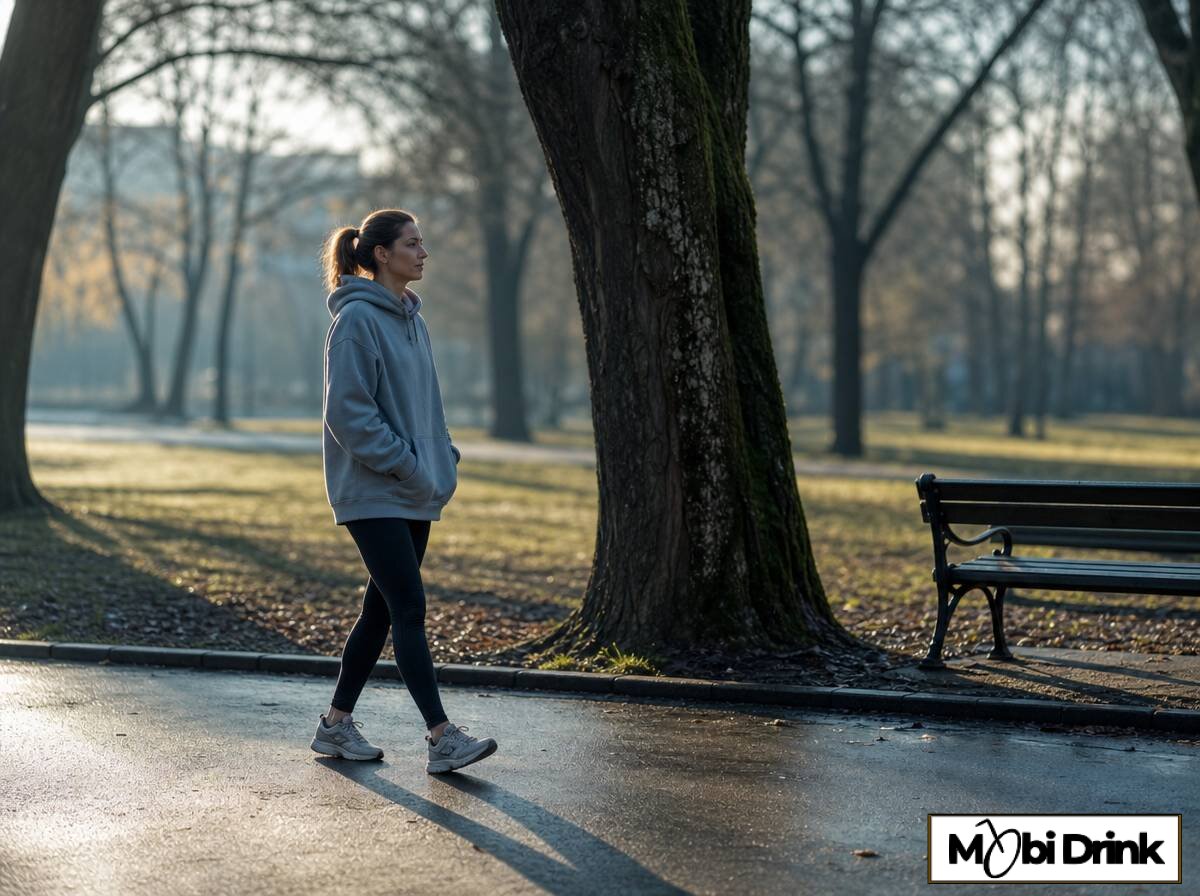 Spacer w parku wczesnym rankiem jako sposób na ból głowy po kacu